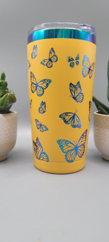 Butterflies, Butterfly rainbow Laser Engraved 20oz Double Wall Insulated Tumbler Travel mug,Seamless Tumbler ,Gift for daughter, niece