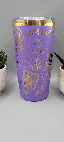 Crochet Travel mug, Laser Engraved 20oz Double Wall Insulated Tumbler Travel mug, Seamless Tumbler