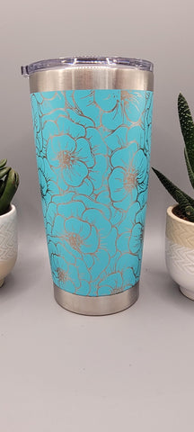 Peonies, flowers Laser Engraved 20oz Double Wall Insulated Tumbler Travel mug, Tumbler