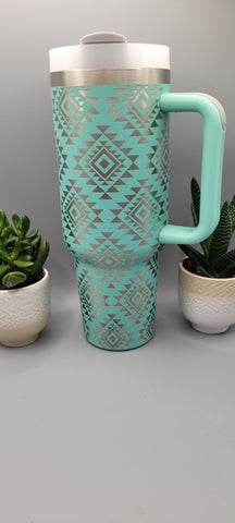 Aztec Pattern, Retro 40oz Double Wall Insulated Tumbler with Handles Gift gymnast