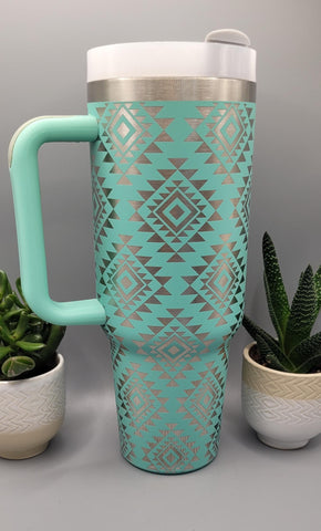 Aztec Pattern, Retro 40oz Double Wall Insulated Tumbler with Handles Gift gymnast