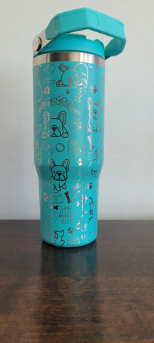 French Bulldog, Dog lover tumbler, Laser Engraved 30oz Double Wall Insulated Tumbler