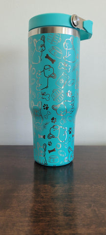 French Bulldog, Dog lover tumbler, Laser Engraved 30oz Double Wall Insulated Tumbler