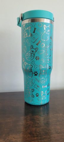 French Bulldog, Dog lover tumbler, Laser Engraved 30oz Double Wall Insulated Tumbler