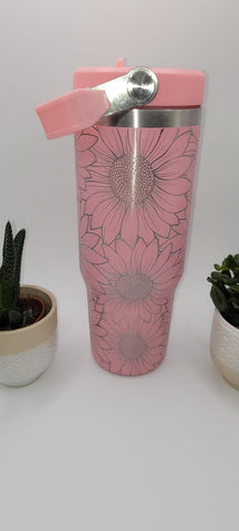 Daisy, Flowers, Garden lover tumbler, Laser Engraved 30oz Double Wall Insulated Tumbler