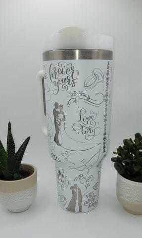 Bride Wedding Marriage 40oz Double Wall Insulated Tumbler with Handles Gift for mom, Granny, sister, Niece