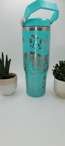 Floral horse tumbler, Laser Engraved 30oz Double Wall Insulated Tumbler