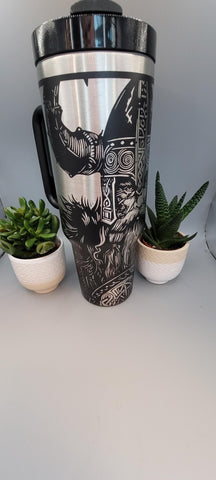 Warrior, Viking, Celtic warrior gift 40oz Double Wall Insulated Tumbler with Handles Gift for Dad, mom, Granny, sister, Niece