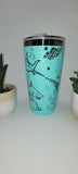 sharks, Ocean, Under the Sea, Teal and black Laser Engraved 20oz Double Wall Insulated Tumbler Travel mug,Tumbler