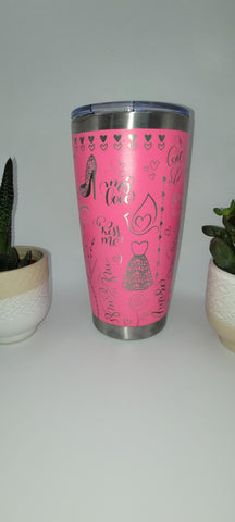 Wedding, Bride, Bridesmaid gift Laser Engraved Custom Seamless 20oz Double Wall Insulated Tumbler Travel mug