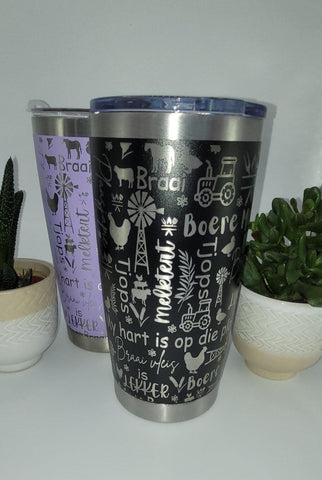 Boere Meisie, Boer, Op die Plaas, Afrikaans Laser Engraved Custom Seamless 20oz Double Wall Insulated Tumbler Travel mug