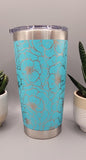 Peonies, flowers Laser Engraved 20oz Double Wall Insulated Tumbler Travel mug, Tumbler