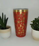 Poppies, floral, flower red and gold Laser Engraved 20oz Double Wall Insulated Tumbler Travel mug, Tumbler