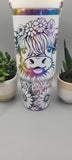 Cute cow, highland cow, white and rainbow Laser Engraved 30oz Double Wall Insulated Tumbler Custom Seamless Tumbler