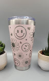 Emoji, Smiley faces and daisy's Laser Engraved 20oz Double Wall Insulated Tumbler Travel mug, Tumbler