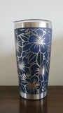 Hibiscus, Island style flowers  Laser Engraved 20oz Double Wall Insulated Tumbler Travel mug, Tumbler