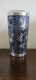 Hibiscus, Island style flowers  Laser Engraved 20oz Double Wall Insulated Tumbler Travel mug, Tumbler