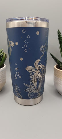 Turtles and octopus, under the sea, ocean theme Laser Engraved 20oz Double Wall Insulated Tumbler Travel mug, Tumbler