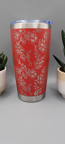 Cherry blossoms, flowers Laser Engraved 20oz Double Wall Insulated Tumbler Travel mug, Tumbler