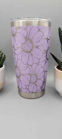 Daisys, sunflowers, flowers Laser Engraved 20oz Double Wall Insulated Tumbler Travel mug, Tumbler