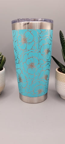 Peonies, flowers Laser Engraved 20oz Double Wall Insulated Tumbler Travel mug, Tumbler