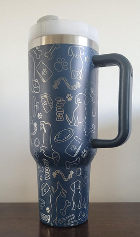 Cute Dachshund dog Doodles 40oz Double Wall Insulated Tumbler with Handles Gift for mom, Granny, sister, Niece