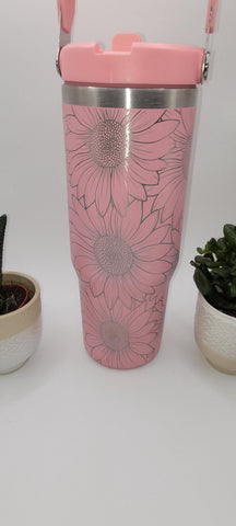 Daisy, Flowers, Garden lover tumbler, Laser Engraved 30oz Double Wall Insulated Tumbler