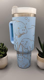 Manatees Ocean 40oz Double Wall Insulated Tumbler with Handles Gift for mom, Granny, sister, Niece