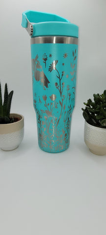 Floral horse tumbler, Laser Engraved 30oz Double Wall Insulated Tumbler