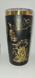 Sharks, Under the ocean, Beach, Sea black and gold Laser Engraved 20oz Double Wall Insulated Tumbler Travel mug, Tumbler