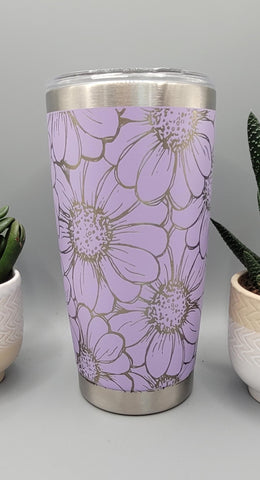 Daisys, sunflowers, flowers Laser Engraved 20oz Double Wall Insulated Tumbler Travel mug, Tumbler