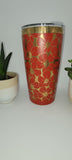 Poppies, floral, flower red and gold Laser Engraved 20oz Double Wall Insulated Tumbler Travel mug, Tumbler