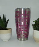 Songs gift Laser Engraved Custom Seamless 20oz Double Wall Insulated Tumbler Travel mug