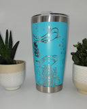 Sharks Ocean Scene Laser Engraved Custom Seamless 20oz Double Wall Insulated Tumbler Travel mug