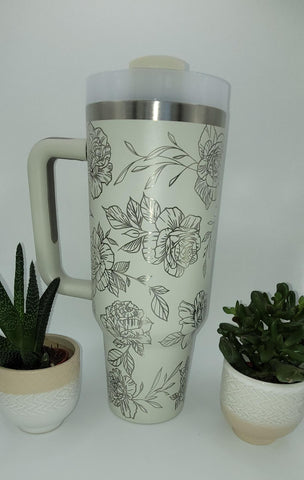 Roses, Flower garden, floral 40oz Double Wall Insulated Tumbler with Handles Gift for daughter,  sister, Niece, best friend