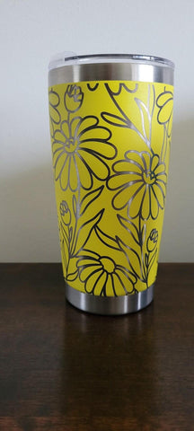 Daisy garden flowers  Laser Engraved 20oz Double Wall Insulated Tumbler Travel mug, Tumbler