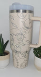 Delicate flowers, roses, flowers 40oz Double Wall Insulated Tumbler with Handles Gift for daughter,  sister, Niece, best friend