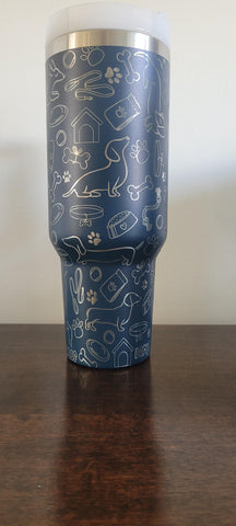 Cute Dachshund dog Doodles 40oz Double Wall Insulated Tumbler with Handles Gift for mom, Granny, sister, Niece