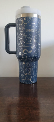 Cute Dachshund dog Doodles 40oz Double Wall Insulated Tumbler with Handles Gift for mom, Granny, sister, Niece