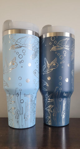 Turtles, Under the sea, Ocean 40oz Double Wall Insulated Tumbler with Handles Gift for mom, Granny, sister, Niece