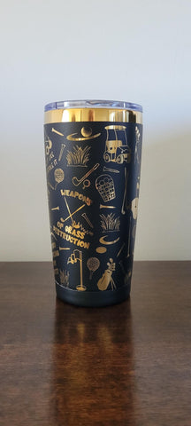 Golf, golfer gift black and gold Laser Engraved 20oz Double Wall Insulated Tumbler Travel mug,Tumbler