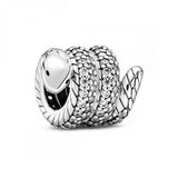 Snake Charm pendant  solid 925 sterling Silver Charm European style Bracelet Necklace Snake Jewelry, Snake Lover Gift