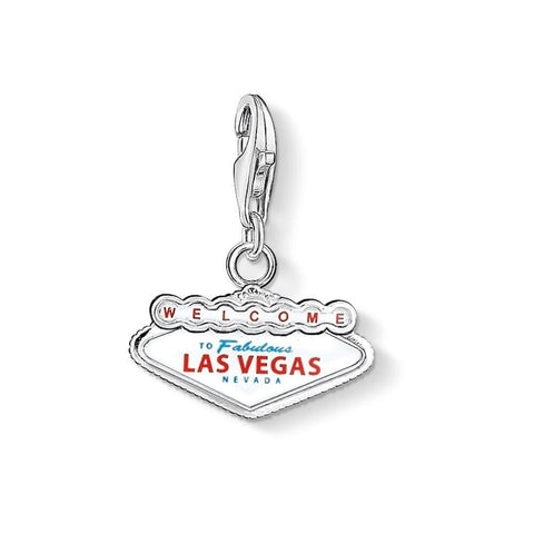 Welcome To Las Vegas Charm Fits European Bracelet, 925 Sterling Silver, Las Vegas Travel Jewelry, Las Vegas Keepsake Souvenir Las Vegas Gift